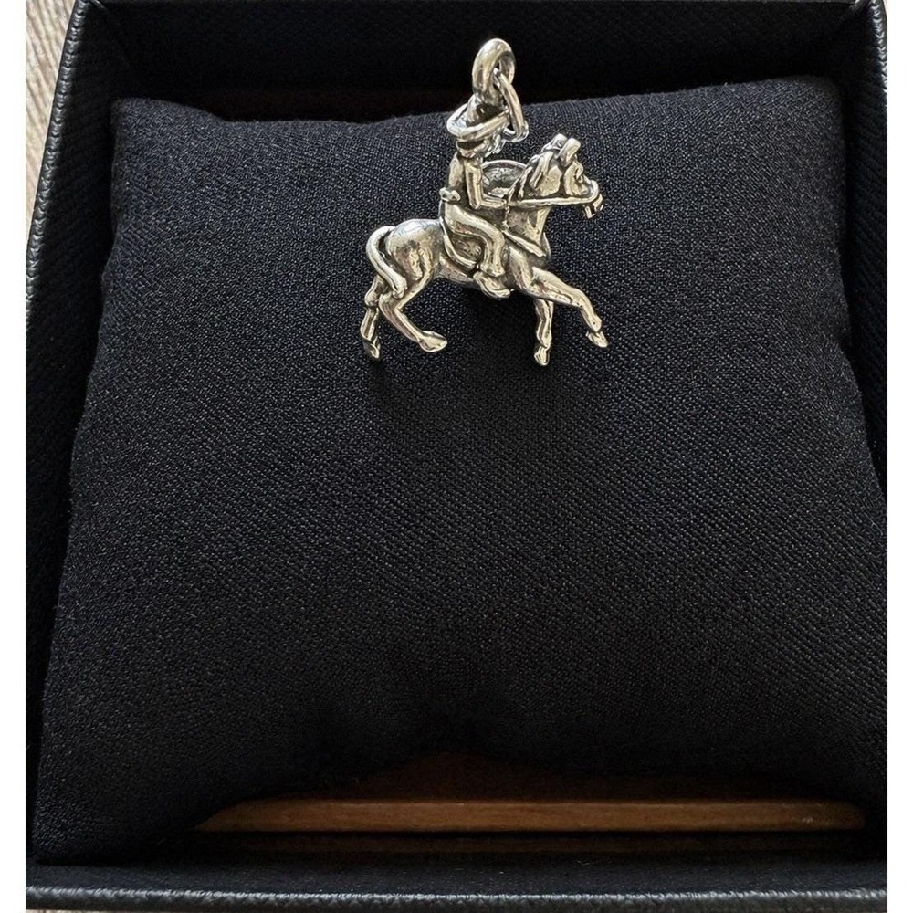 Sterling Silver 3D Heavy Solid 20x17mm Horse & Barrel Racer Charm sw